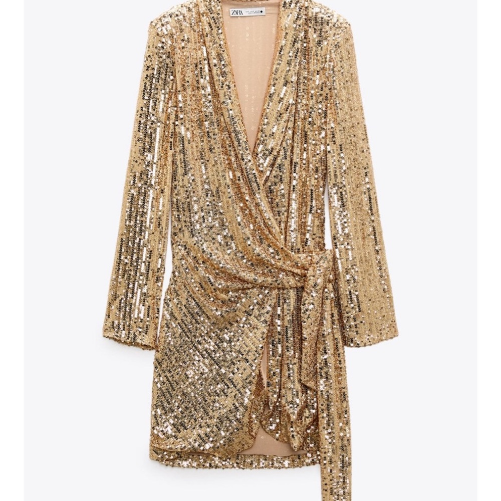 Zara Gold Sequin Blazer Dress